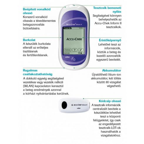 Professzionális kórházi vércukormérő Accu-Chek Inform II készülék (dokkoló nélkül)