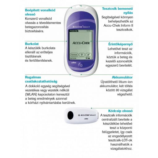 Professzionális kórházi vércukormérő Accu-Chek Inform II készülék (dokkoló nélkül)