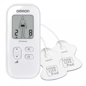   Omron E3 Intense Fájdalomcsillapító masszírozó gép, 2 tapadópárna, állítható intenzitás, 9 program, időzítő