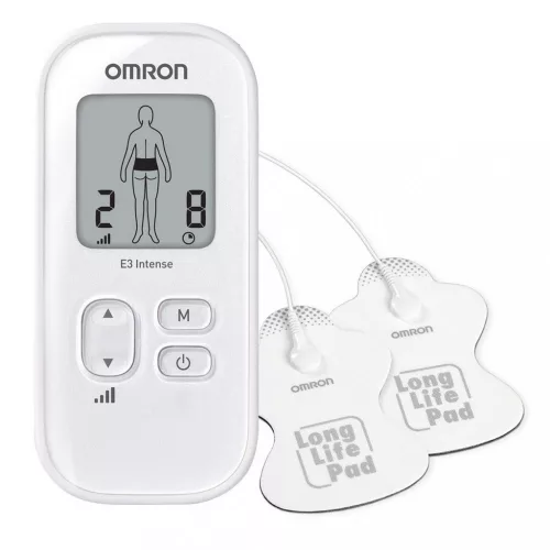Omron E3 Intense Fájdalomcsillapító masszírozó gép, 2 tapadópárna, állítható intenzitás, 9 program, időzítő