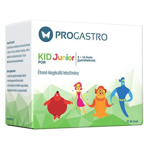 ProGastro Kid Junior étrendkiegészítő, élőflórát tartalmazó készítmény 3-12 éves gyermeknek (1 doboz 31x2g tasak)