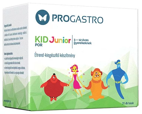 ProGastro Kid Junior étrendkiegészítő, élőflórát tartalmazó készítmény 3-12 éves gyermeknek (1 doboz 31x2g tasak)