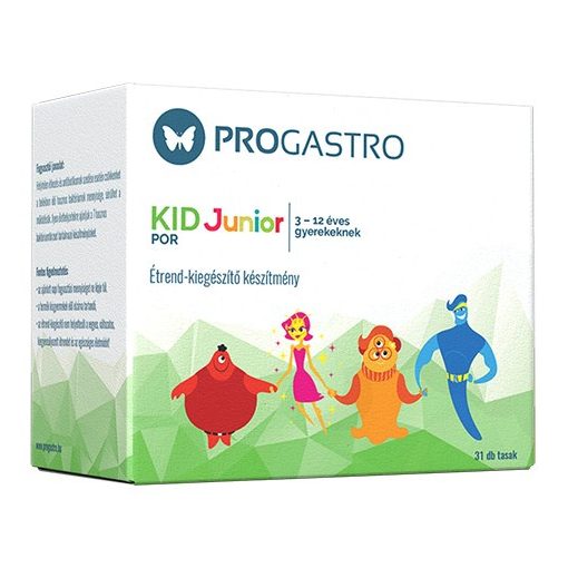 ProGastro Kid Junior étrendkiegészítő, élőflórát tartalmazó készítmény 3-12 éves gyermeknek (1 doboz 31x2g tasak)