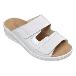   KomfortStyle 10-5015 kényelmesen széles bőr női fehér papucs 35-42
