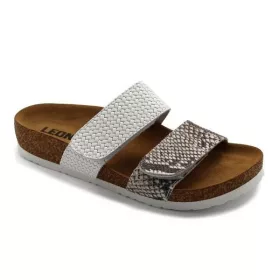   Leon Comfortstep 4000 női fehér-kígyó papucs 35-41 -Birkenstockhoz hasonlatos talppal
