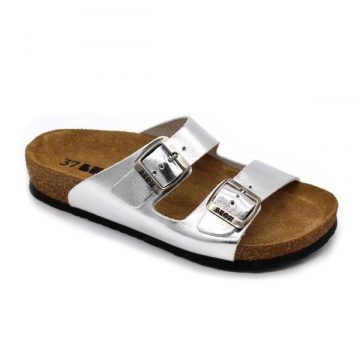   Leon Comfortstep 4010 női ezüst-metál papucs 36-40 -Birkenstockhoz hasonlatos talppal