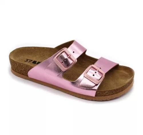 Leon Comfortstep 4010 női rózsaszín metál papucs 37-39 -Birkenstockhoz hasonlatos talppal