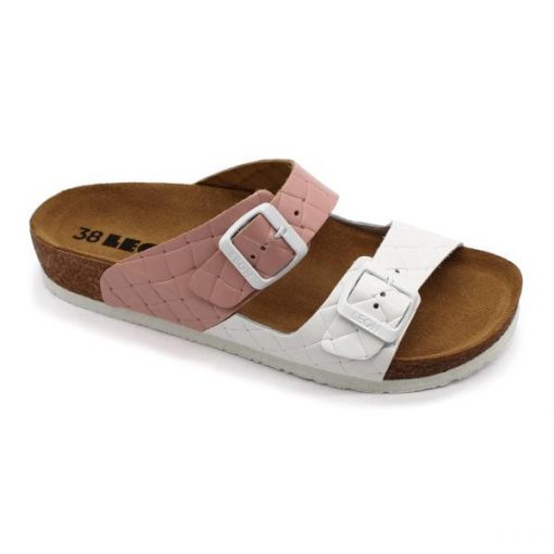 Leon Comfortstep 4011 női rose-fehér papucs 36-39 -Birkenstockhoz hasonlatos talppal