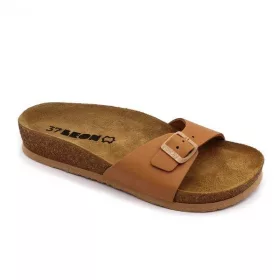   Leon Comfortstep 4021 barna női bőr papucs 36-41 -Birkenstockhoz hasonlatos talppal