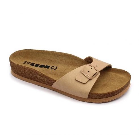 Leon Comfortstep 4021 bézs női bőr papucs 36-41 -Birkenstockhoz hasonlatos talppal