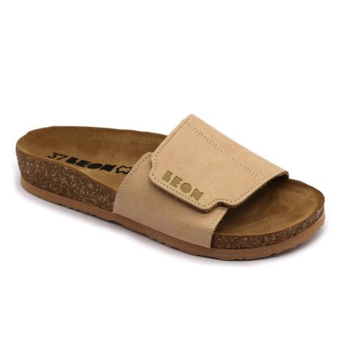 Leon Comfortstep 4022 bézs női bőr papucs 35-41 -Birkenstockhoz hasonlatos talppal