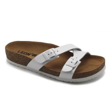   Leon Comfortstep 4030 női fehér papucs 35-41 -Birkenstockhoz hasonlatos talppal