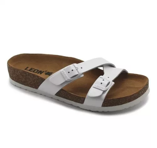 Leon Comfortstep 4030 női fehér papucs 35-41 -Birkenstockhoz hasonlatos talppal