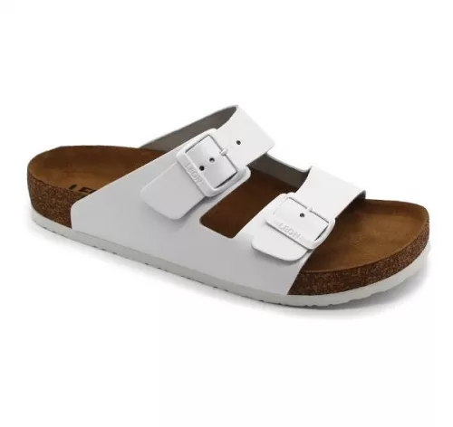 Leon Comfortstep 4703 fehér férfi bőr papucs 42-47 -Birkenstockhoz hasonlatos talppal