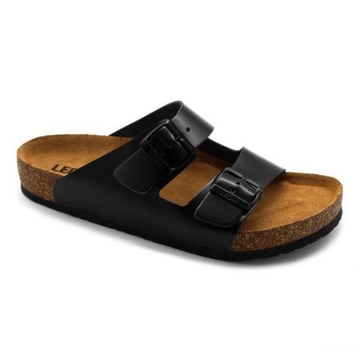 Leon Comfortstep 4703 fekete férfi bőr papucs 42, 43 -Birkenstockhoz hasonlatos talppal