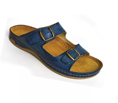 Leon Comfortstep 703 kék férfi bőr papucs 41-46