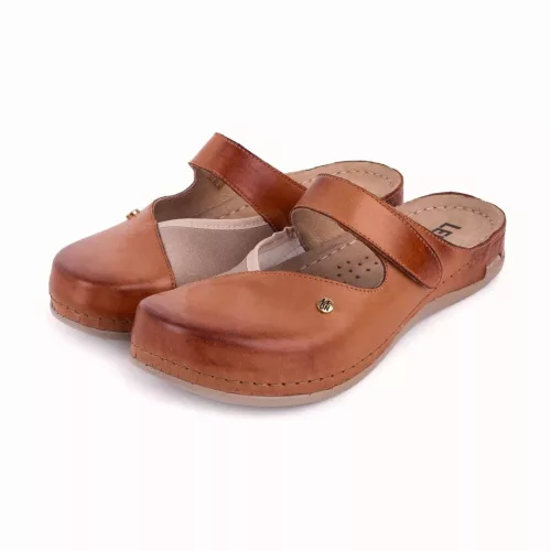 Leon Comfortstep 953 barna bőr-textil papucs bütykös lábra 36-41