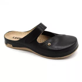   Leon Comfortstep 953 fekete bőr-textil papucs bütykös lábra 36-41
