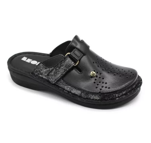 Leon Comfortstep V261 fekete női bőr papucs 36-41 (munkavédelmi)