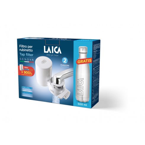 RK50A02 - LAICA HYDROSMART rendszerű csapra szerelhető mikroplasztik-stop vízszűrő + ajándék LAICA fém palack 0,5 liter