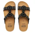 0Ft szállítás! Scholl NEW BOGOTA WEDGE FEKETE|ARANY bioprint női papucs - kényelmi modell 36