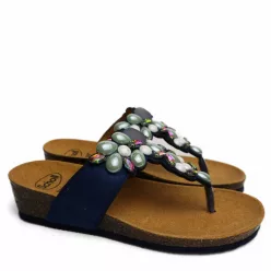   0Ft szállítás! SCHOLL PALAU FLIP-FLOP SÖTÉTKÉK|MULTI lábujjközi női papucs Bioprint talppal 37-39