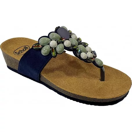 0Ft szállítás! SCHOLL PALAU FLIP-FLOP SÖTÉTKÉK|MULTI lábujjközi női papucs Bioprint talppal 37-39