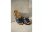 0Ft szállítás! SCHOLL RAVELLO HIGH WEDGE sötétkék női papucs Memory Cushion talppal 36, 37