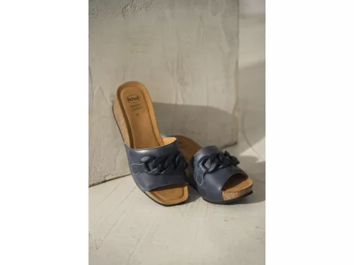 0Ft szállítás! SCHOLL RAVELLO HIGH WEDGE sötétkék női papucs Memory Cushion talppal 36, 37