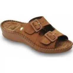   0Ft szállítás!    Scholl Weekend masszírozó bőr gyógypapucs barna 35-42