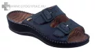 0Ft szállítás!  Scholl Weekend masszírozó bőr gyógypapucs sötétkék 35-42