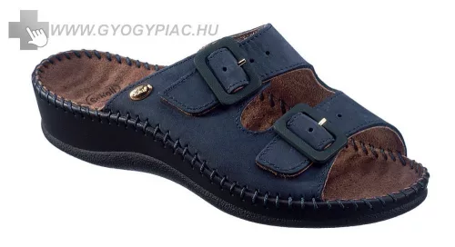 0Ft szállítás!  Scholl Weekend masszírozó bőr gyógypapucs sötétkék 35-42