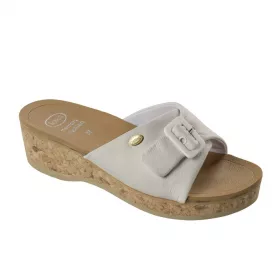   0Ft szállítás!   Scholl Wappy fehér parafatalpú marhabőr papucs 36-41