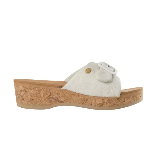 0Ft szállítás!   Scholl Wappy fehér parafatalpú marhabőr papucs 36-41
