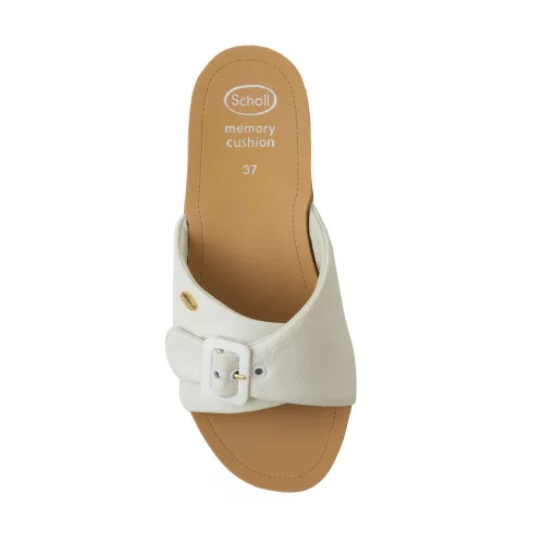 0Ft szállítás!   Scholl Wappy fehér parafatalpú marhabőr papucs 36-41