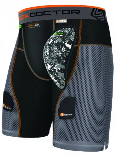 SHOCK DOCTOR ULTRA POWERSTRIDE JÉGKORONG SHORT + AIRCORE HARD CUP - FEKETE